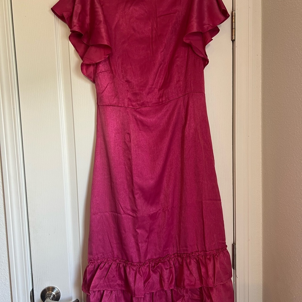 Elegant Pink Ruffle Dress - Picture 6 of 8